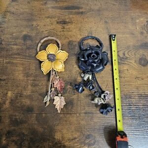(2) Floral Leather Bag Charms